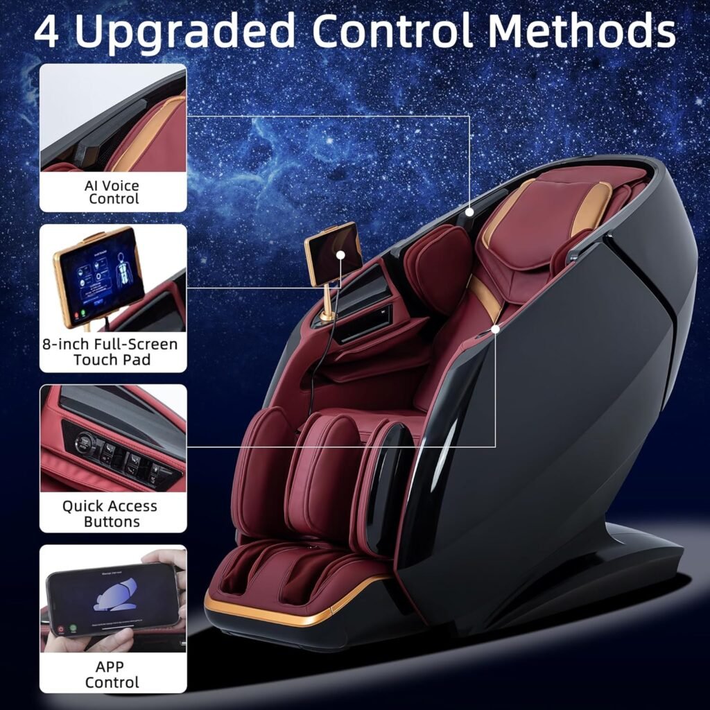 Alfine A860 Full Body 4D Massage Chair - Intelligent Health Detection, Dual-Core System, Zero Gravity Recline, Premium Leather, Customizable Programs, Smartphone Control (Black)