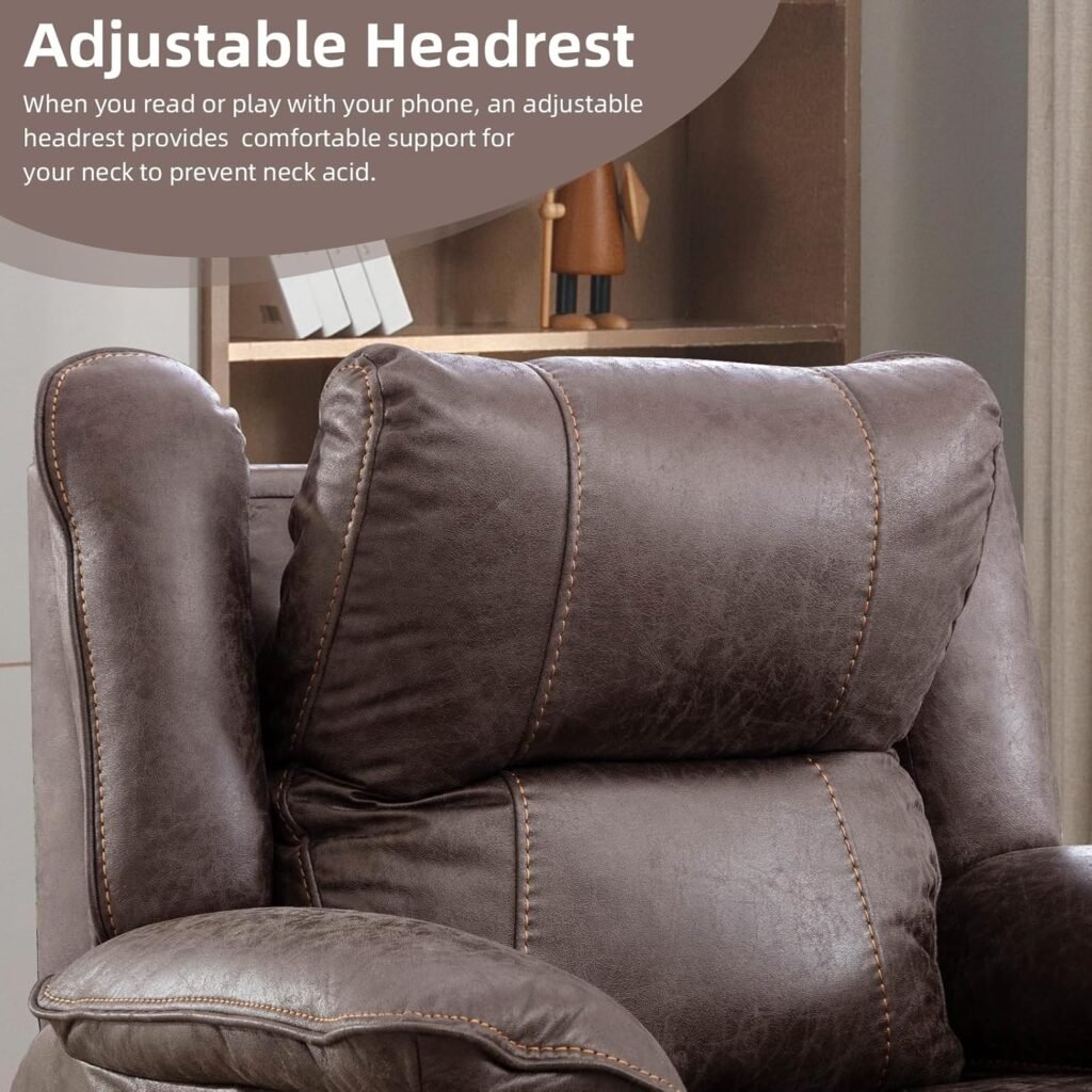 CANMOV Dual Motor Large Power Lift Recliner Chairs with Massage and Heat for Elderly Big People, Electric Faux Leather Recliner with Adjustable Headrest, 2 Concealed Cup Holders, USB Ports, Nut Brown