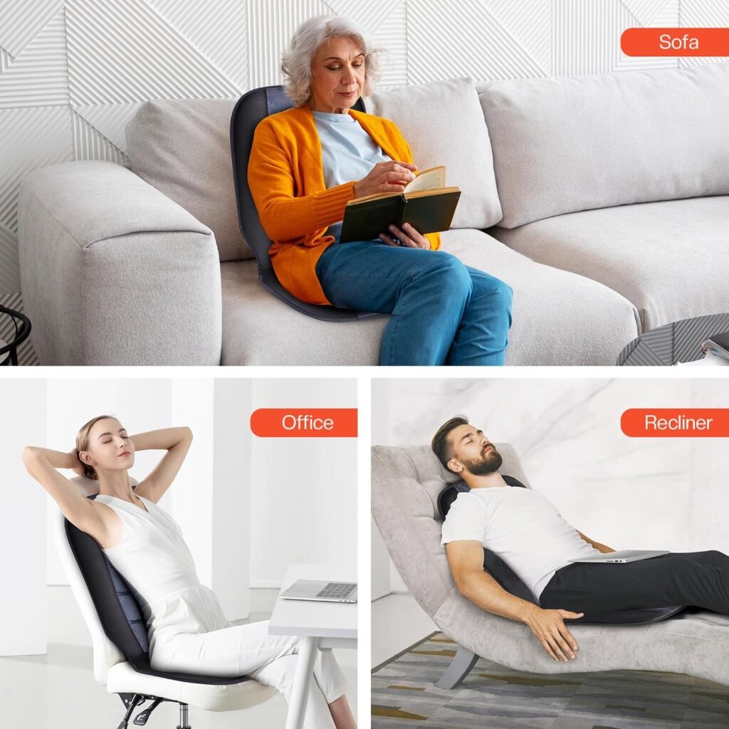 CILI Massage Chair Pad,Back Massager with Heat,Massage Pad with 10 Vibration Motors, Massage Seat Cushion, Chair Massager with 30/60/90 Mins Timer, Gifts for Mom Dad