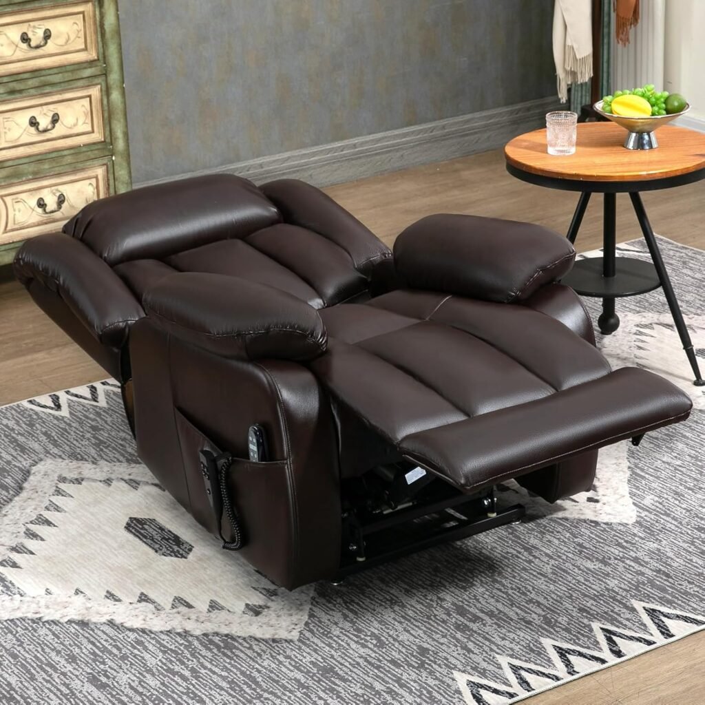 Electric Power Lift Recliner Chair for Elderly, Heavy Duty Motion Mechanism with 8-Point Vibration Massage and Lumbar Heating, Two Cup Holders and USB Charge Port,Brown Electric Power Lift Recliner Chair for Elderly, Heavy Duty Motion Mechanism with 8-Point Vibration Massage and Lumbar Heating, Two Cup Holders and USB Charge Port,Brown