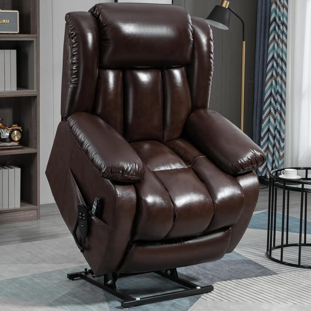 Electric Power Lift Recliner Chair for Elderly, Heavy Duty Motion Mechanism with 8-Point Vibration Massage and Lumbar Heating, Two Cup Holders and USB Charge Port,Brown Electric Power Lift Recliner Chair for Elderly, Heavy Duty Motion Mechanism with 8-Point Vibration Massage and Lumbar Heating, Two Cup Holders and USB Charge Port,Brown