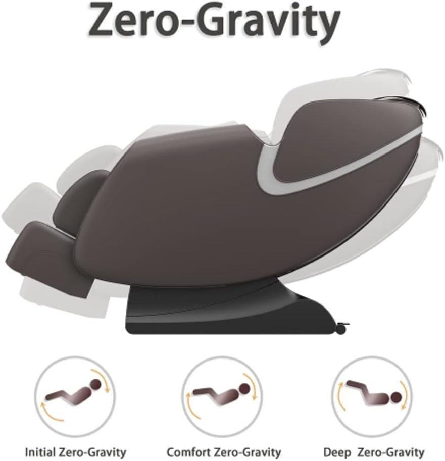Full Body Massage Chair Zero Gravity with Bluetooth Speaker in Brown Leather Full Body Massage Chair Zero Gravity with Bluetooth Speaker in Brown Leather