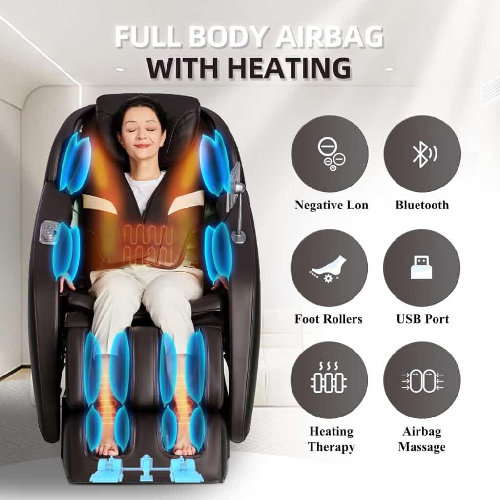 iBooMas Massage Chair Full Body - APP Zero Gravity Recliner | Shoulder Back Calf Heat, Auto Scan, USB Port, Thai Stretch, 12 Modes, SL Track | IT9777