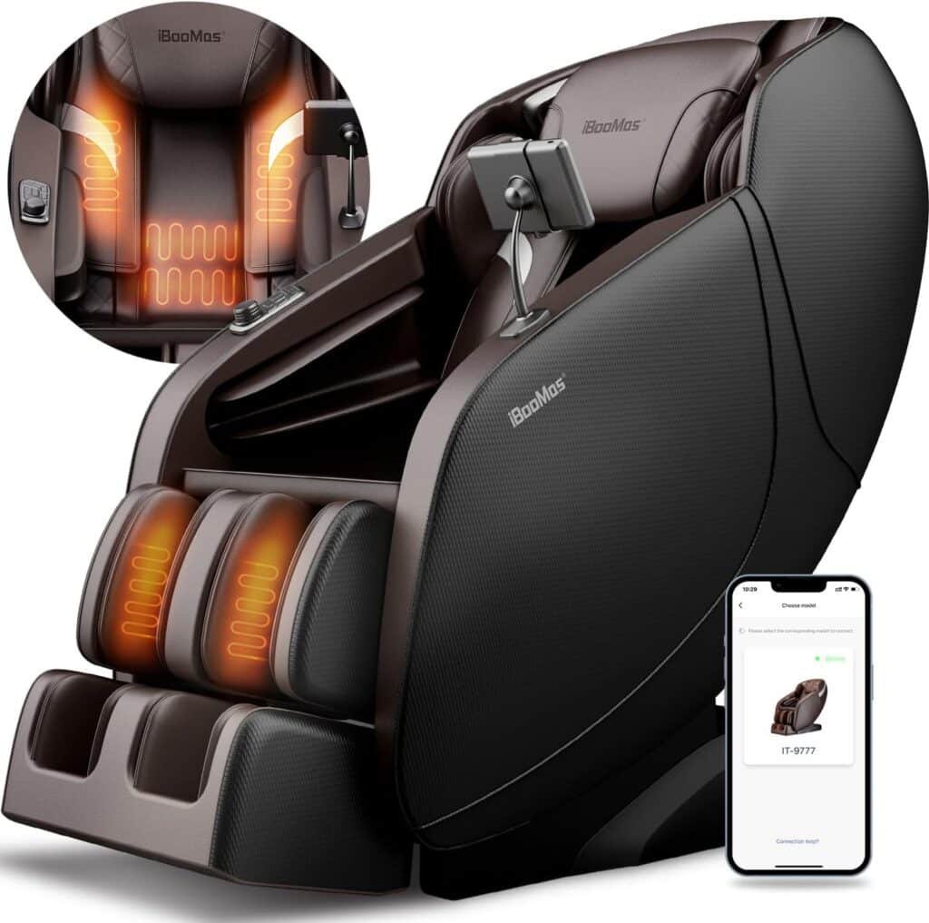 iBooMas Massage Chair Full Body - APP Zero Gravity Recliner | Shoulder Back Calf Heat, Auto Scan, USB Port, Thai Stretch, 12 Modes, SL Track | IT9777