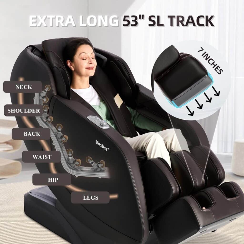 iBooMas Massage Chair Full Body - APP Zero Gravity Recliner | Shoulder Back Calf Heat, Auto Scan, USB Port, Thai Stretch, 12 Modes, SL Track | IT9777