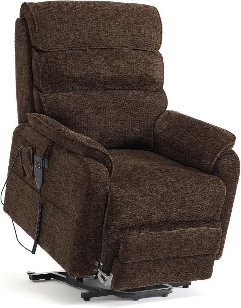 Irene House 9188 Lay Flat Lift Recliner Chair Heat Massage Dual Motor Infinite Position Up to 300 LBS Electric Power Lift Recliners, Medium(Beige Chenille)