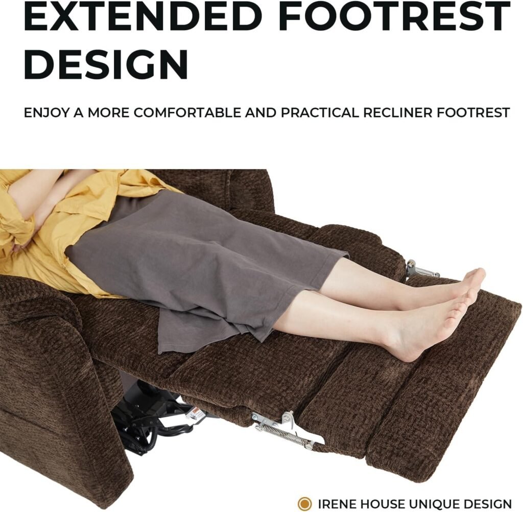 Irene House 9188 Lay Flat Lift Recliner Chair Heat Massage Dual Motor Infinite Position Up to 300 LBS Electric Power Lift Recliners, Medium(Beige Chenille)