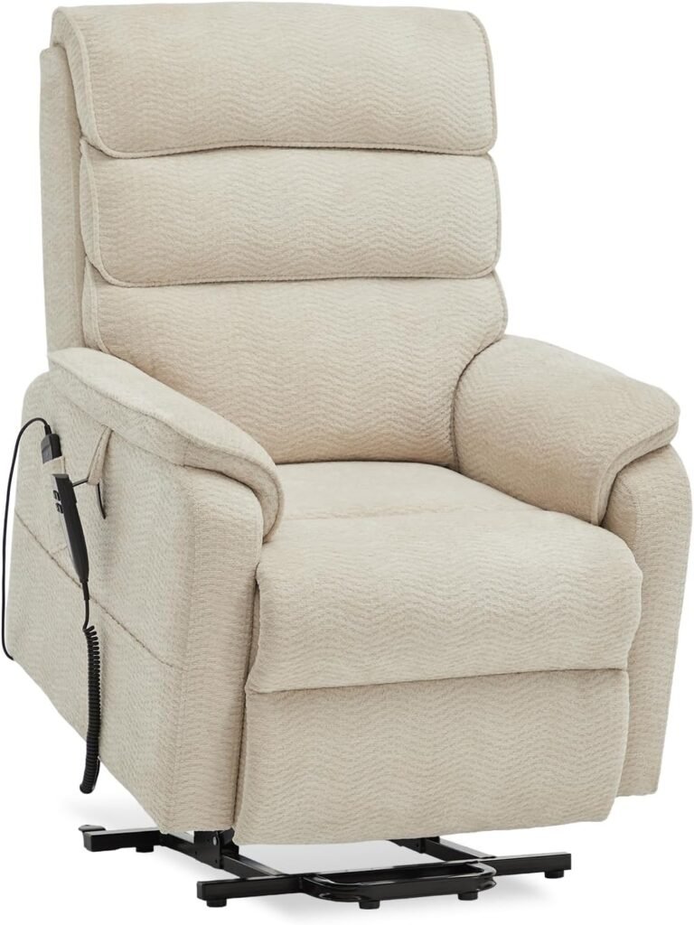 Irene House 9188 Lay Flat Lift Recliner Chair Heat Massage Dual Motor Infinite Position Up to 300 LBS Electric Power Lift Recliners, Medium(Beige Chenille)