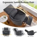 Jocisland Power Recliner Nursery Chair For Adults Swivel Rocking Glider With 4 Massage Points Usb Type C Charging Ports 1 3 150x150