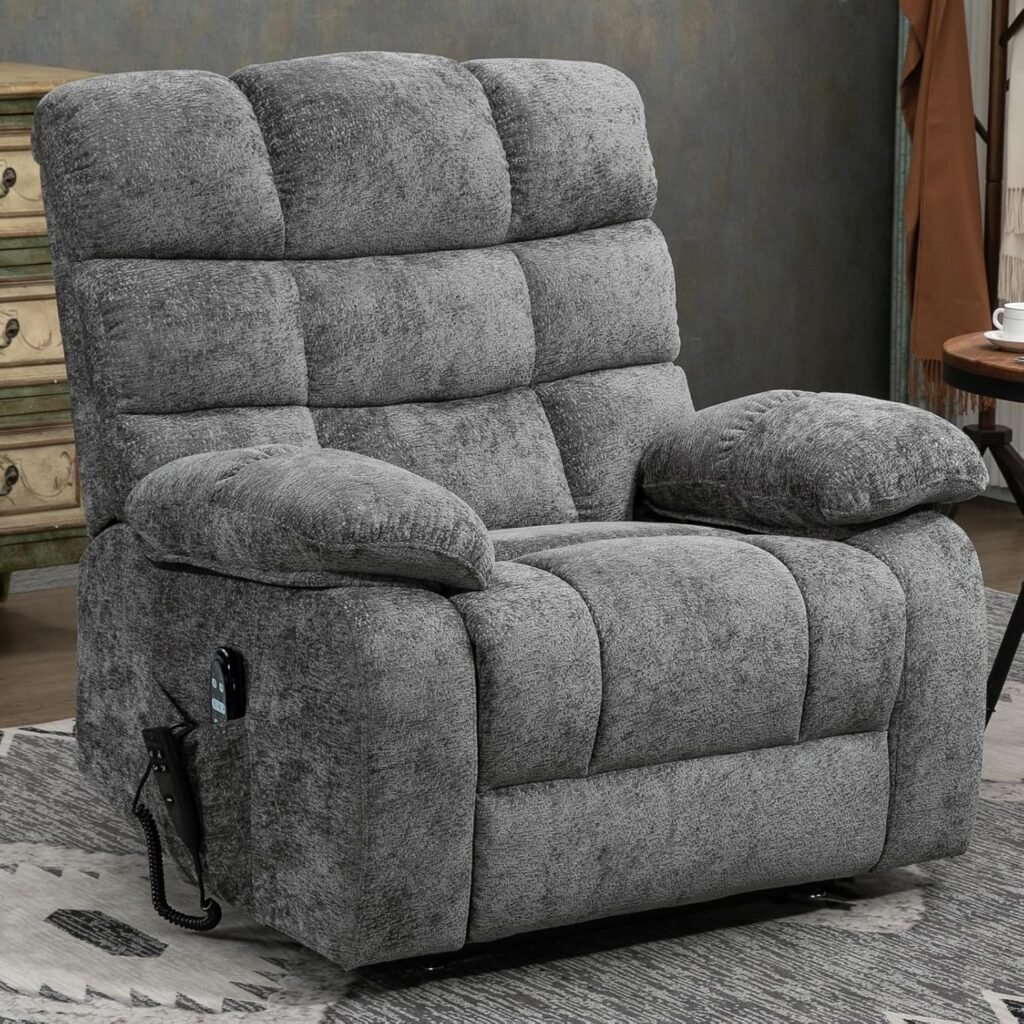 Lay Flat Dual Motor Large Electric Power Lift Chair with Massage Heat for Big People, Power Lift Recliner Chair w/Infinite Position, 2 Remote Controls, Light Gray Lay Flat Dual Motor Large Electric Power Lift Chair with Massage Heat for Big People, Power Lift Recliner Chair w/Infinite Position, 2 Remote Controls, Light Gray