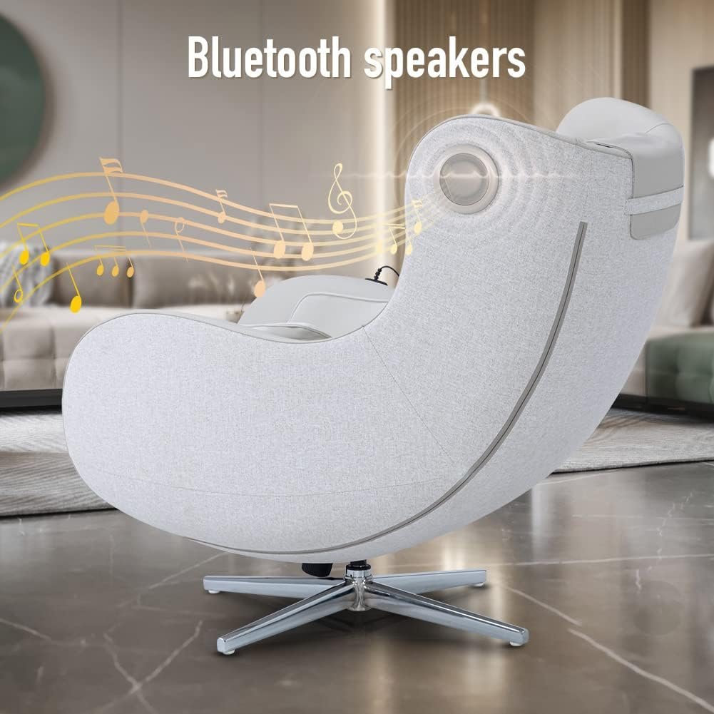 Massage Chair Full Body Recliner - Zero Gravity with Heat and Shiatsu Foot Massage Office Chair LCD Touch Screen Display Bluetooth Speaker Airbags Foot Rollers (White)