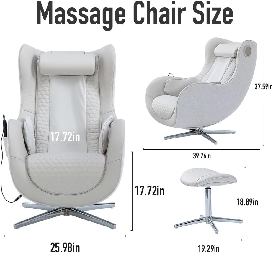Massage Chair Full Body Recliner - Zero Gravity with Heat and Shiatsu Foot Massage Office Chair LCD Touch Screen Display Bluetooth Speaker Airbags Foot Rollers (White)