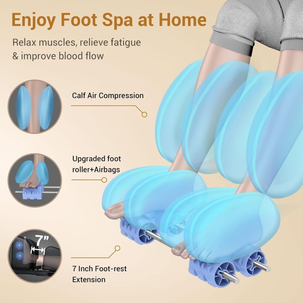 Massage Chair Full Body with Heat, Zero Gravity SL-Track 3D Massage Chairs with 12 Modes,12 Massage Techniques, Calf Foot Massage, Wireless Charging, Bluetooth Speaker Negative Oxygen lon (cream)