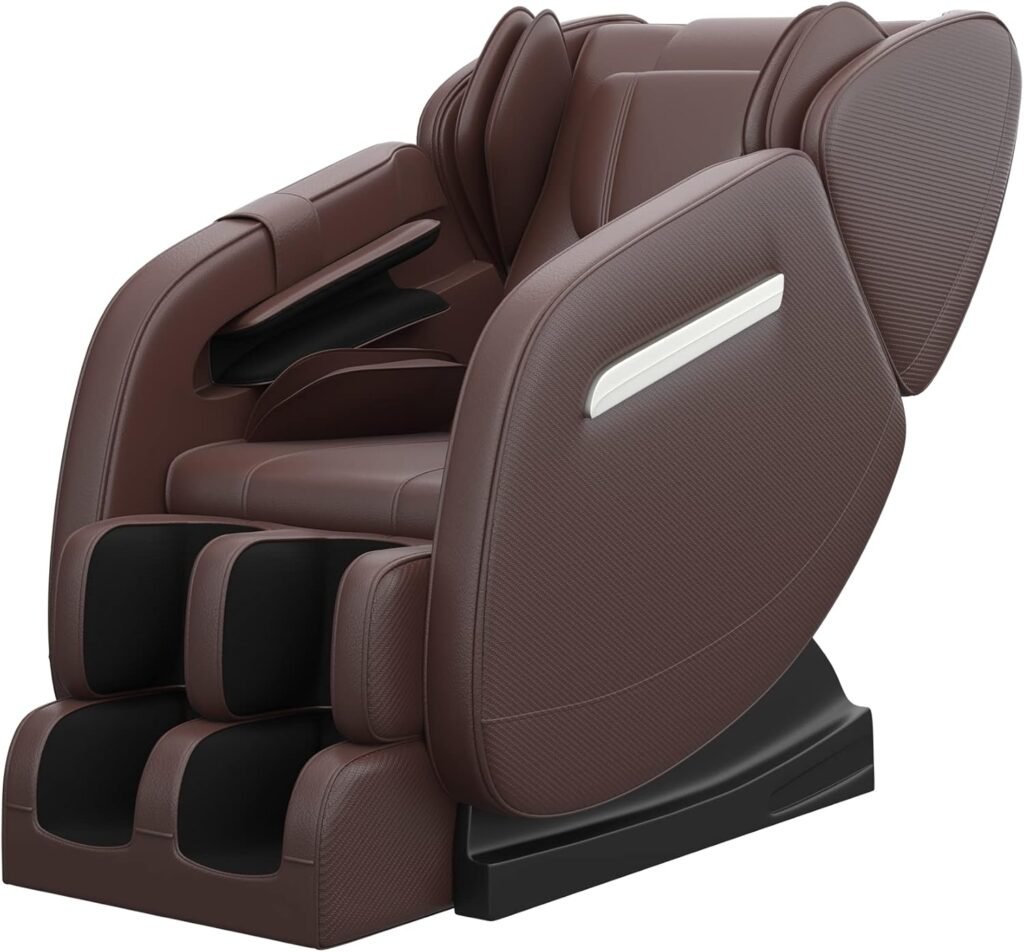 Massage Chair Recliner With Zero Gravity Full Body Air Pressure Heat And Foot Roller Included Brown 1024x952