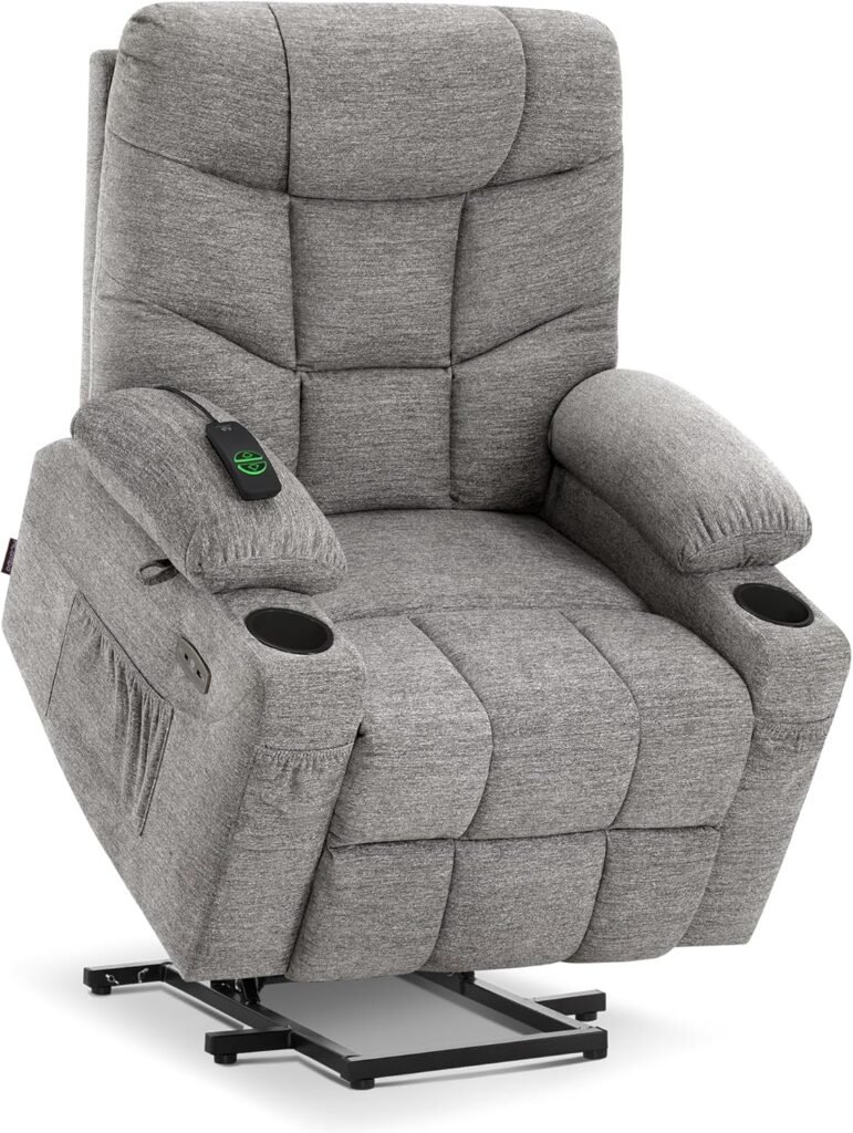 MCombo Power Lift Recliner Chair with Extended Footrest for Elderly People, Fabric 7287 (Burgundy, Medium-Regular)
