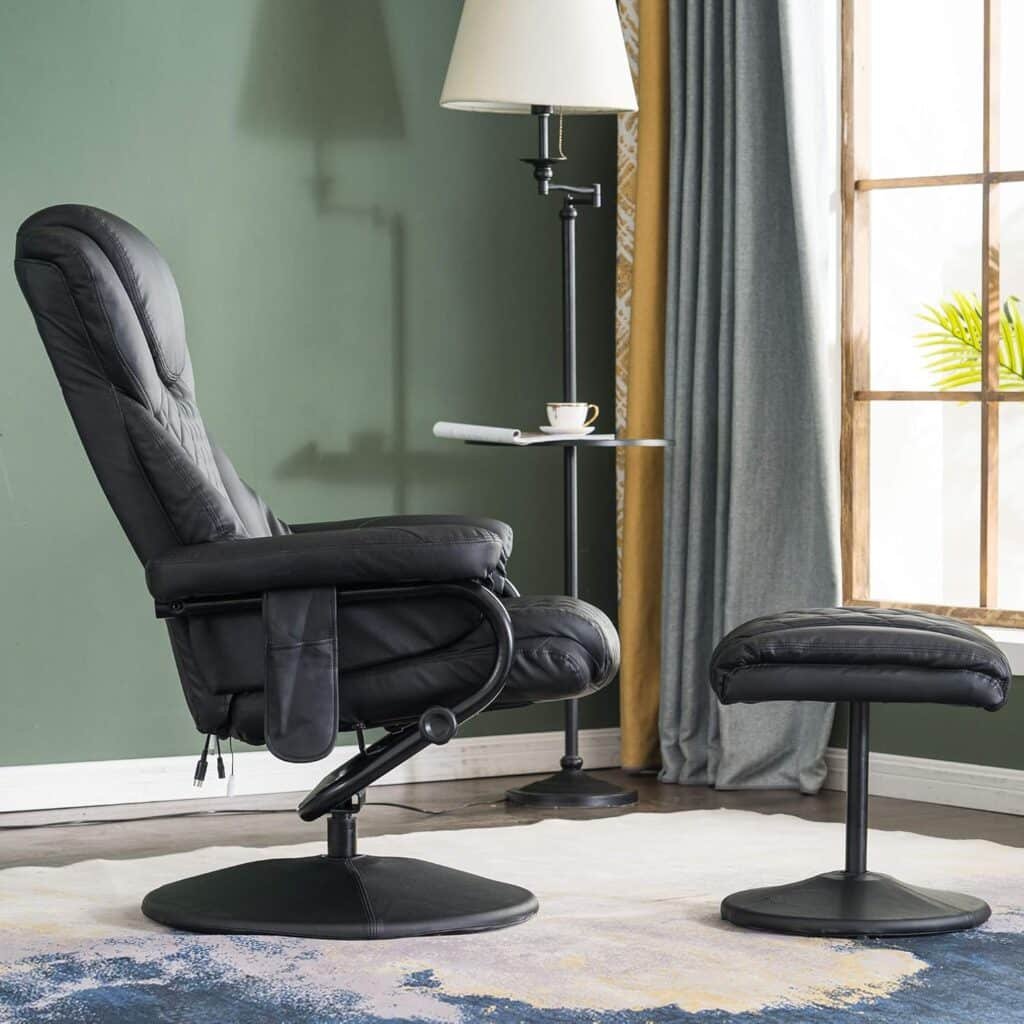 MCombo Recliner with Ottoman, Reclining Chair with Massage, 360 Swivel Living Room Chair Faux Leather, 4901 (Grey) MCombo Recliner with Ottoman, Reclining Chair with Massage, 360 Swivel Living Room Chair Faux Leather, 4901 (Grey)