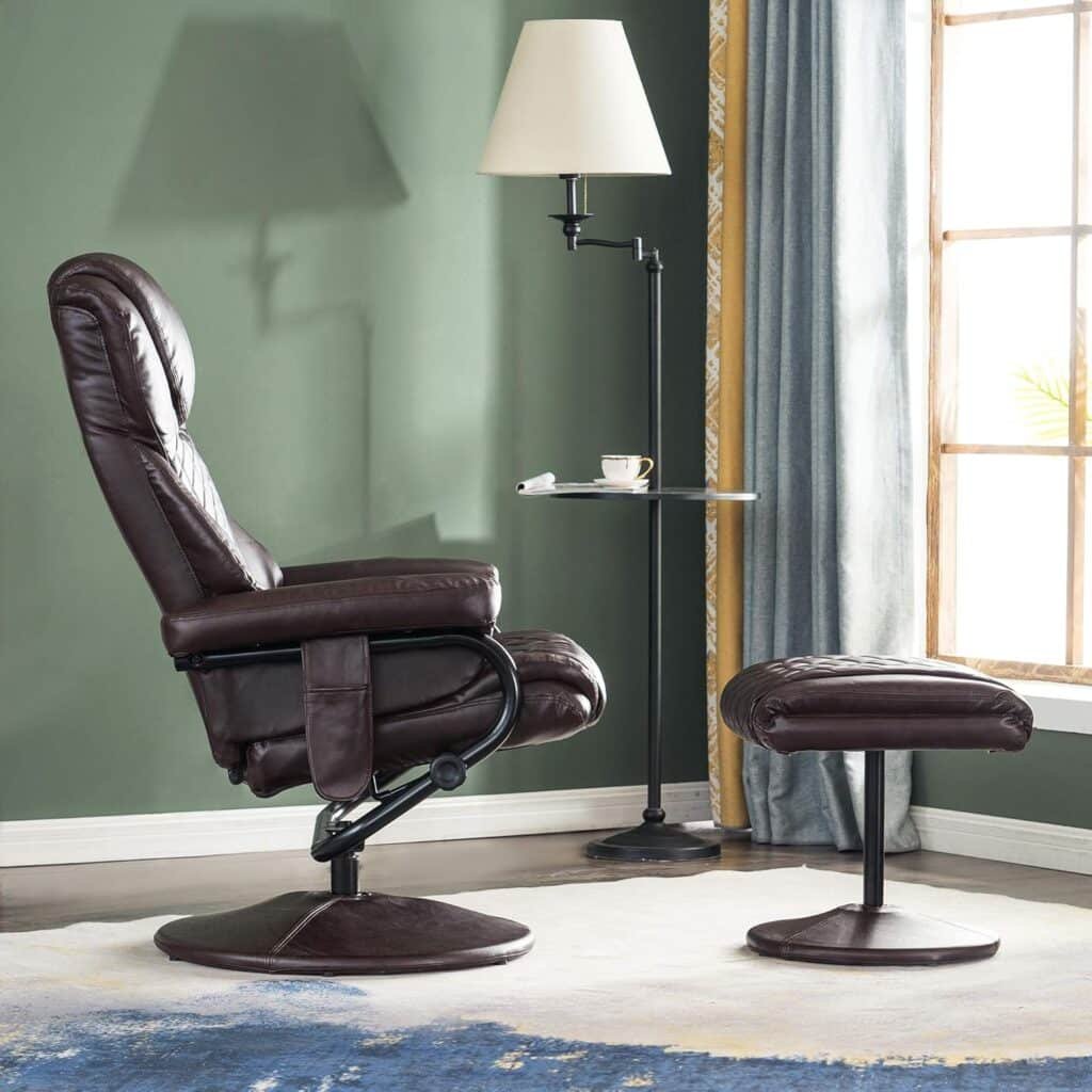 MCombo Recliner with Ottoman, Reclining Chair with Massage, 360 Swivel Living Room Chair Faux Leather, 4901 (Grey) MCombo Recliner with Ottoman, Reclining Chair with Massage, 360 Swivel Living Room Chair Faux Leather, 4901 (Grey)