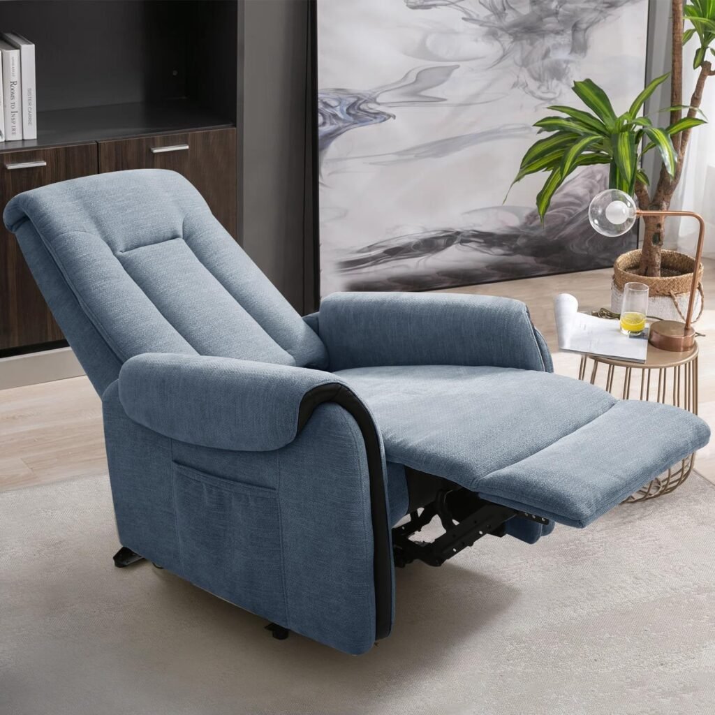 Power Electric Recliner Chair with Adjustable Headrest,Airbag Massage Reclining Chair for Adults,Single Sofa for Living Room,Blue