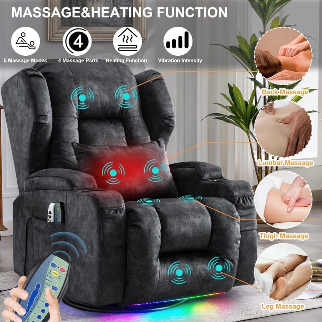 Power Recliner Chair Velvet Fabric Swivel Rocking Chair With Vibrating Massage And Heating Nursery Glider Chair For Livi 2 1024x1024