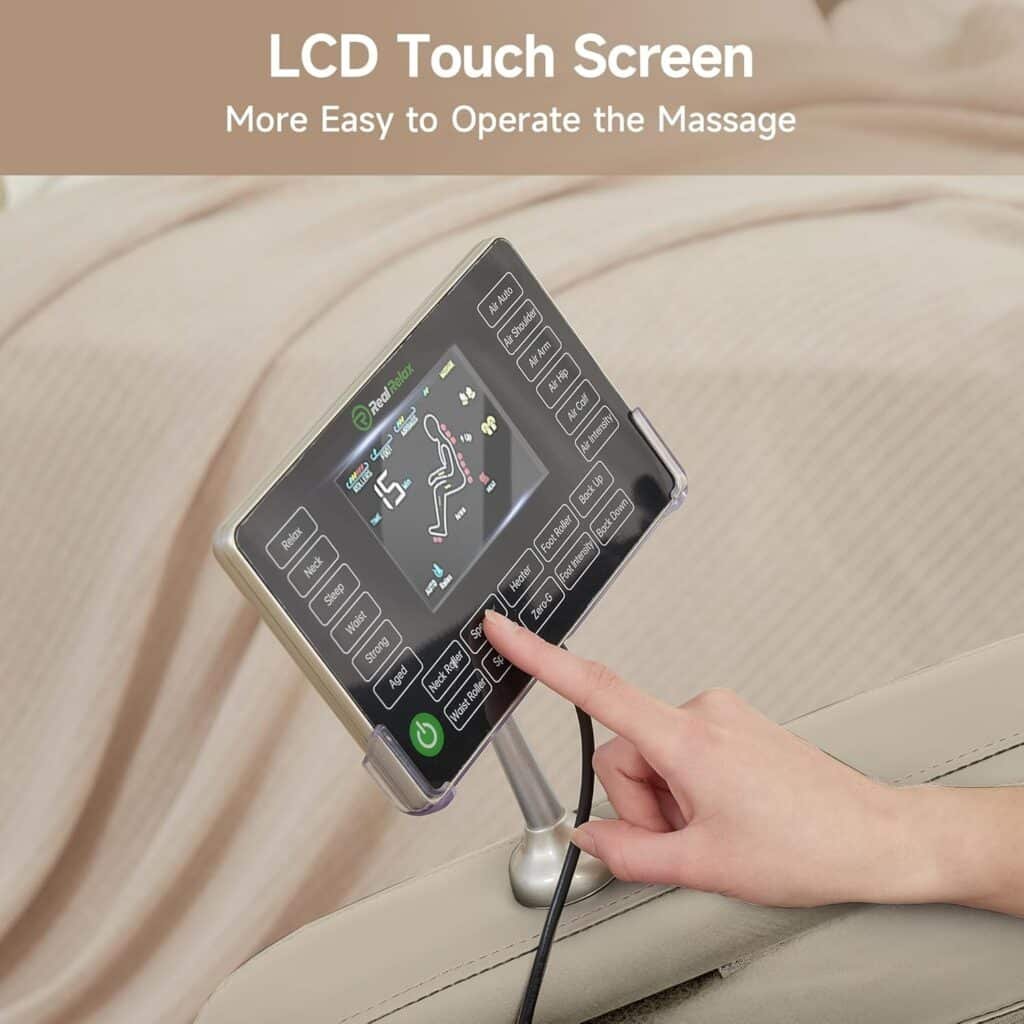 Real Relax Full Body Massage Chair, Zero Gravity Massage Recliner Chair with 6 Auto Modes, Full Body Airbags, Bluetooth, Fit Office and Home, Brown