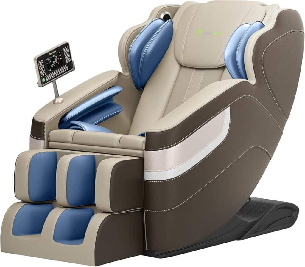 Real Relax Full Body Massage Chair, Zero Gravity Massage Recliner Chair with 6 Auto Modes, Full Body Airbags, Bluetooth, Fit Office and Home, Brown
