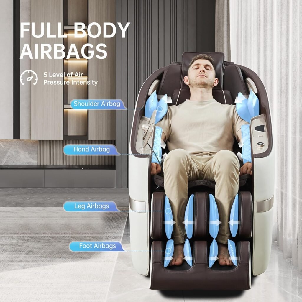 Real Relax Massage Chair, SL Track Full Body Zero Gravity Massage Recliner with Yoga Stretch APP Control, Favor 09 Brown