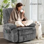 Recliner Chair For Adults With Massage And Heat Fabric Reclining Chair With Side Pockets Living Room Single Sofa Chair D 2 150x150