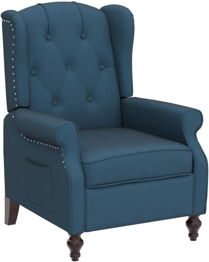 Recliner Wingback Chair - Tufted Arm Chair Recliner - Massage Recliner Chair with Heat - Fabric Push Back Recliner with Remote Control, Heating Function, Adjustable Backrest (Grey)