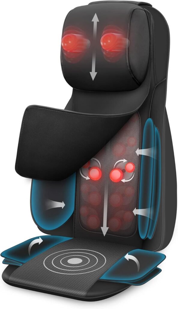 Snailax Neck and Back Massager with Heat, Full Body Massage Chair Pad with Compression, Shiatsu Kneading Seat Portable, Seat Massager