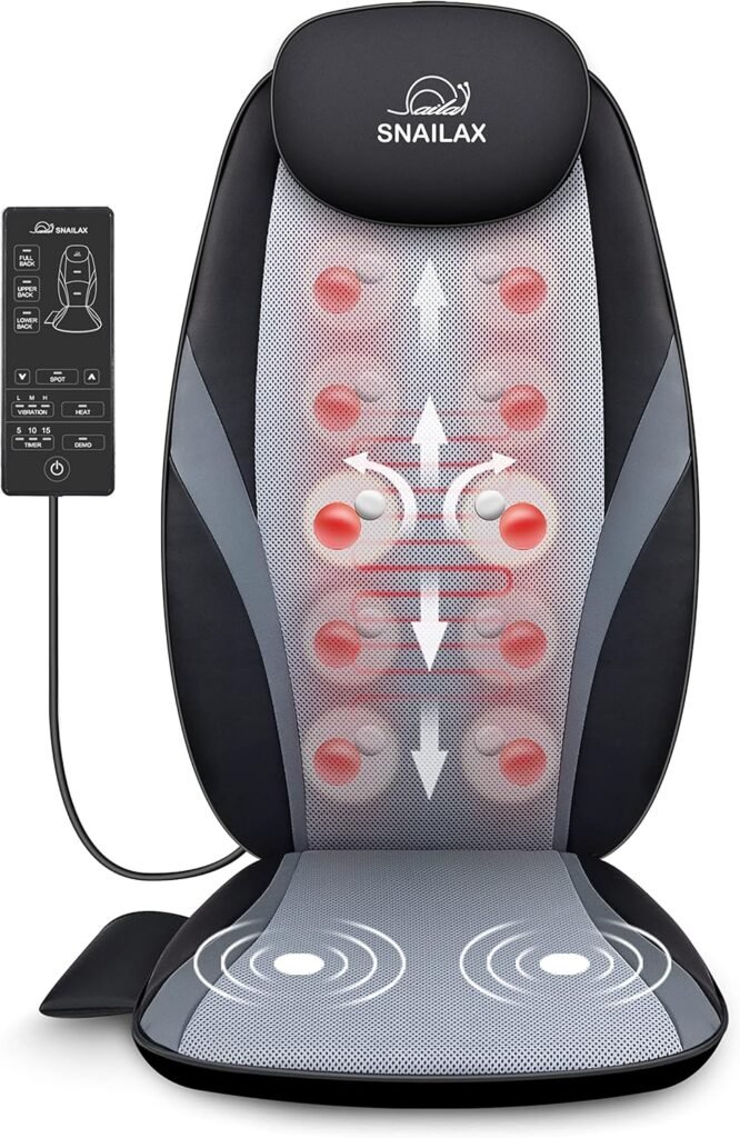 Snailax Shiatsu Massage Cushion with Heat Massage Chair Pad Kneading Back Massager for Home Office Seat use Snailax Shiatsu Massage Cushion with Heat Massage Chair Pad Kneading Back Massager for Home Office Seat use
