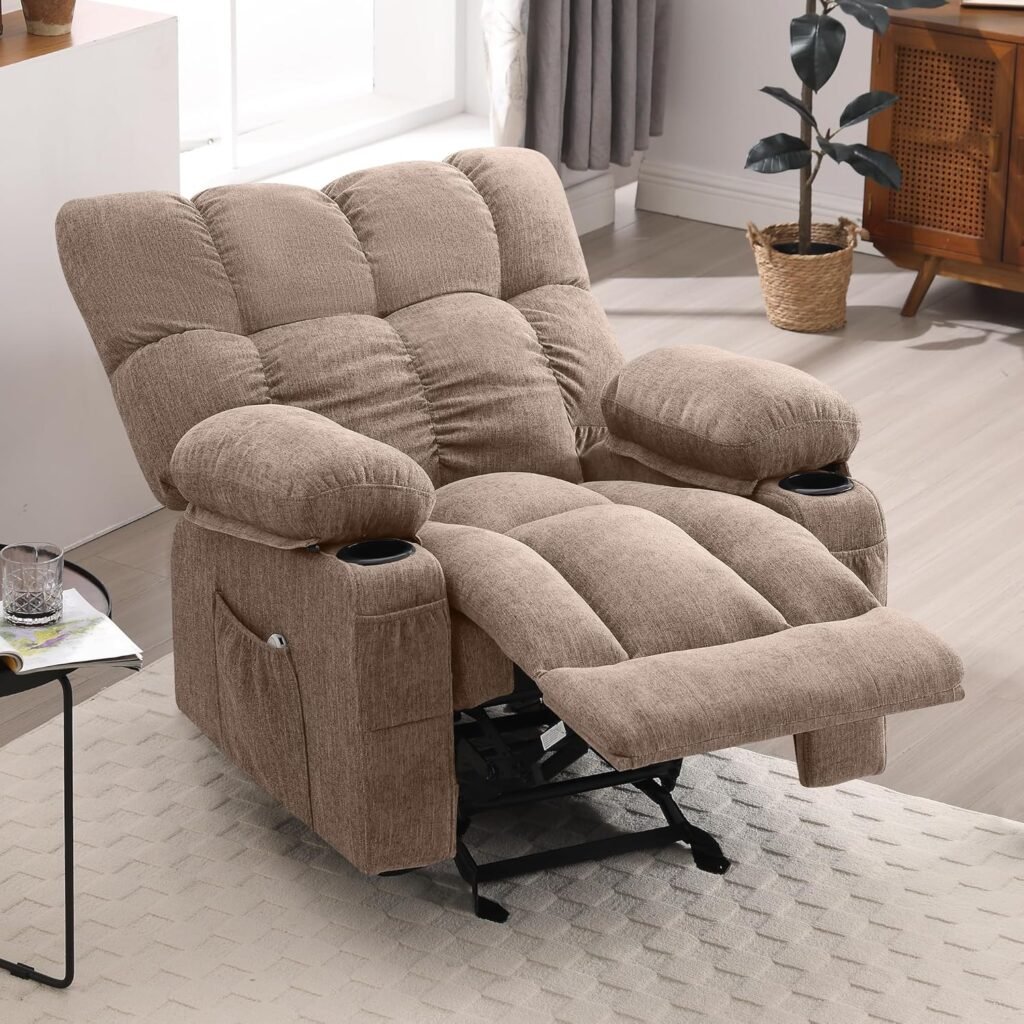 Swivel Rocker Recliner, Recliner Chairs with Massage and Heat, Ergonomic Power Recliner Sofa with Cup Holders and USB Ports