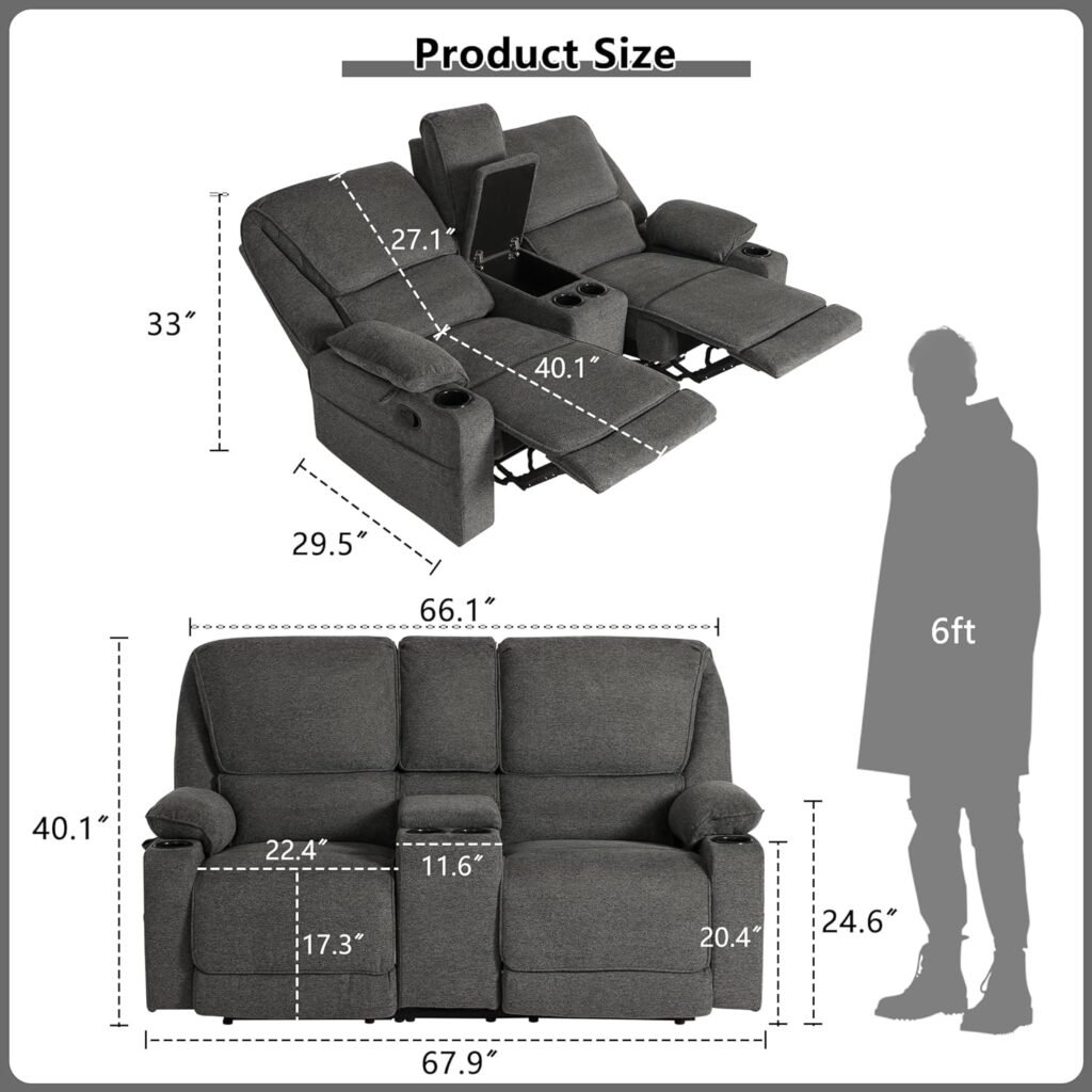 Swivel Rocker Recliner with Massage and Heated Functions, Living Room Chair with Remote Control, Two Cup Holders，Navy Blue