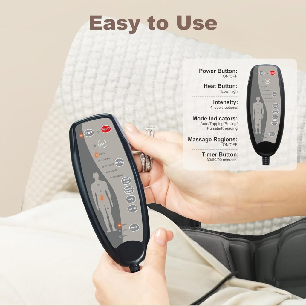 Vibration Back Massager with Heat, Massage Chair Pad with 10 Vibration Motors  2 Heating Levels, Chair Massager for Recliner, Office Chair, Sofa, Gifts for Mom Dad Woman Man