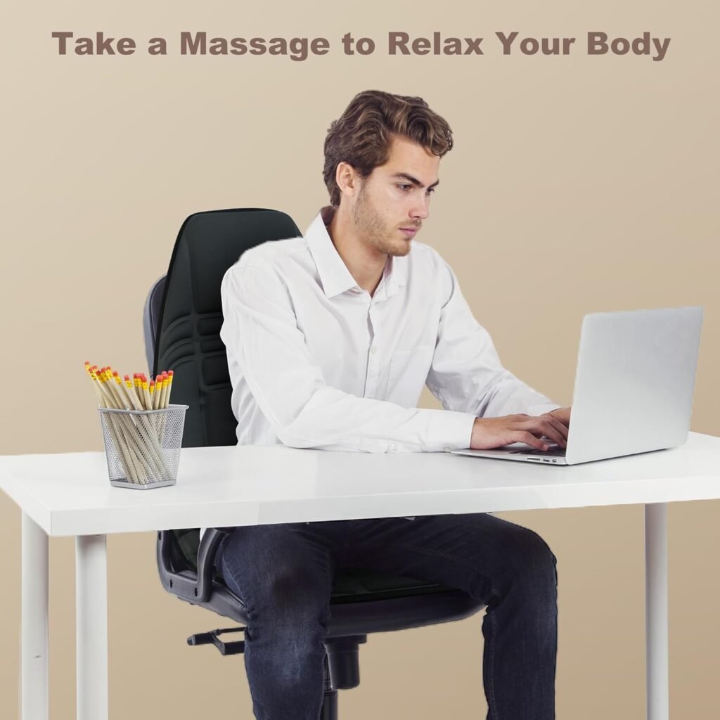 Vibration Back Massager with Heat, Massage Chair Pad with 10 Vibration Motors  2 Heating Levels, Chair Massager for Recliner, Office Chair, Sofa, Gifts for Mom Dad Woman Man