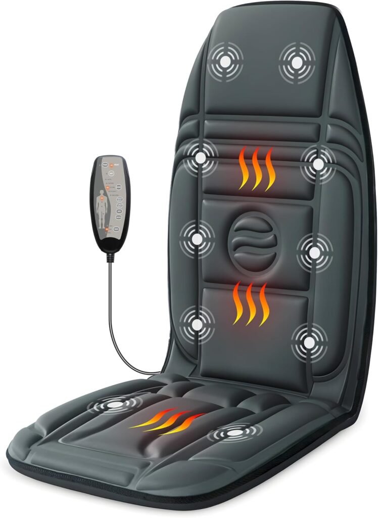 Vibration Back Massager with Heat, Massage Chair Pad with 10 Vibration Motors  2 Heating Levels, Chair Massager for Recliner, Office Chair, Sofa, Gifts for Mom Dad Woman Man