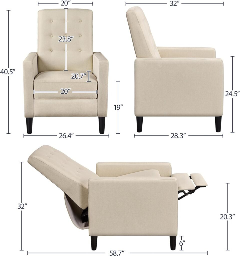 Yaheetech Fabric Recliner Chair Mid Century Modern Recliner Adjustable Single Recliner Sofa With Thicker Seat Cushion Tu 1 959x1024