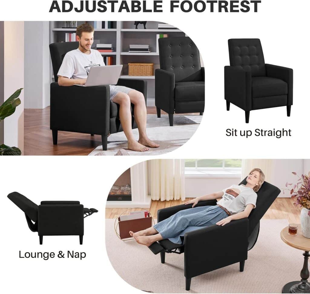 Yaheetech Fabric Recliner Chair Mid-Century Modern Recliner Adjustable Single Recliner Sofa with Thicker Seat Cushion Tufted Upholstered Sofa with Pocket Spring for Living Room Bedroom Beige Yaheetech Fabric Recliner Chair Mid-Century Modern Recliner Adjustable Single Recliner Sofa with Thicker Seat Cushion Tufted Upholstered Sofa with Pocket Spring for Living Room Bedroom Beige