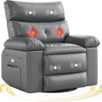 22 Width Power Recliner Chair Electric Rocker Swivel Usb Charger Lazy Boy For Adults With Vibrating Massage And Heating 150x150