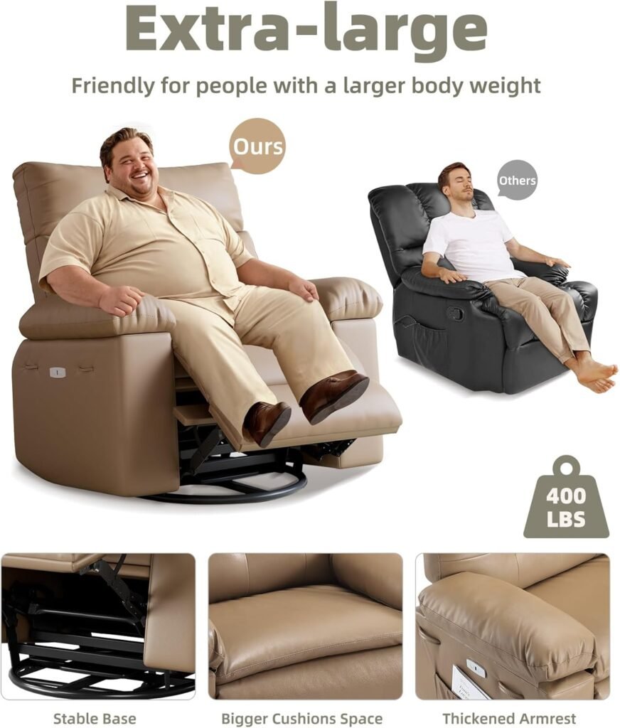 22 Width Power Recliner Chair, Electric Rocker Swivel USB Charger Lazy Boy for Adults, with Vibrating Massage and Heating, 1.5X Sponge Filling for Living Room, Bedroom and Nursery 22 Width Power Recliner Chair, Electric Rocker Swivel USB Charger Lazy Boy for Adults, with Vibrating Massage and Heating, 1.5X Sponge Filling for Living Room, Bedroom and Nursery