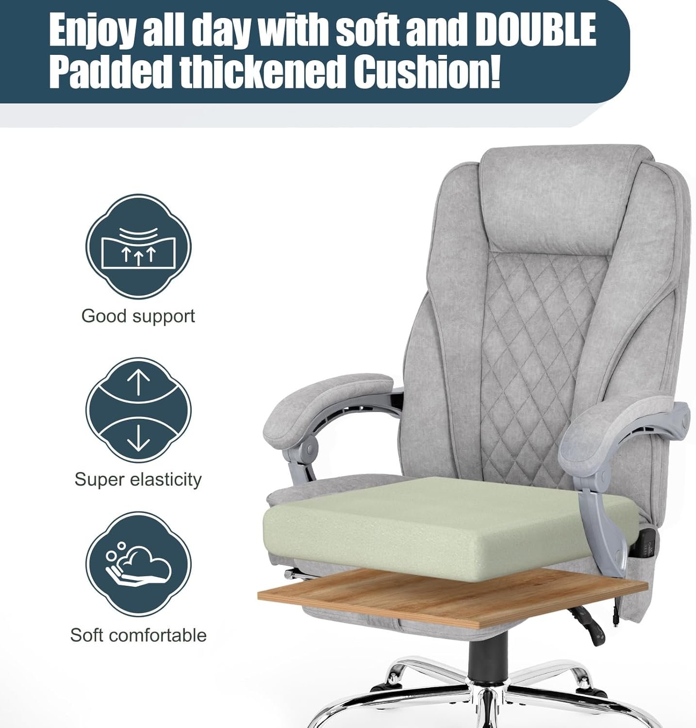 400lbs Executive Leather Office Chair with Ergonomic Design and Reclining Function - Comfortable Computer Desk Chair with Integrated Foot Rest