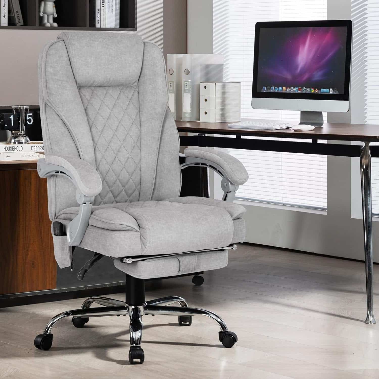 400lbs Executive Leather Office Chair with Ergonomic Design and Reclining Function - Comfortable Computer Desk Chair with Integrated Foot Rest