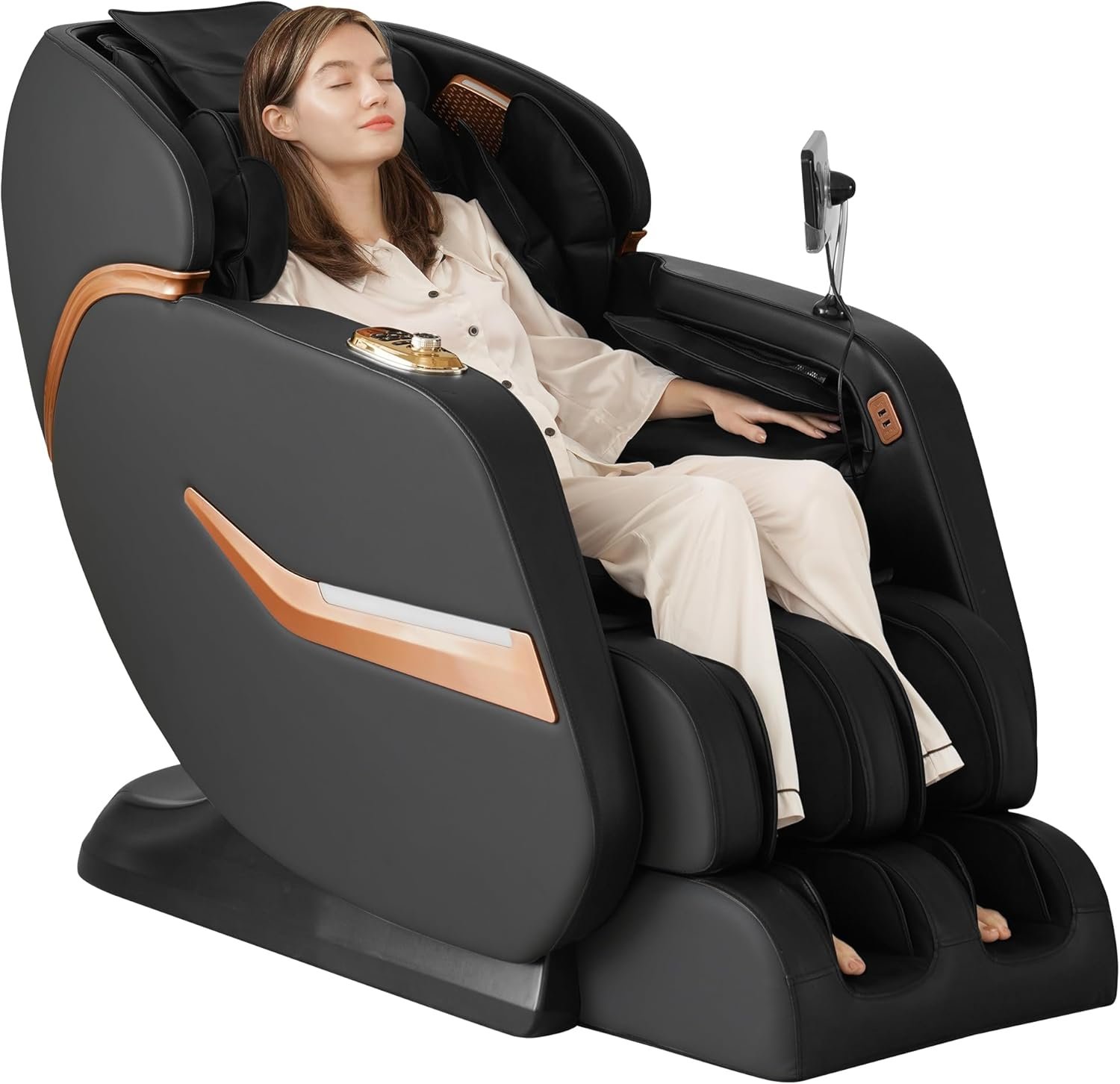 4D Zero Gravity Massage Chair Recliner, Easy Control Power SL-Track Shiatsu Massage Chair Full Body with Body Scan,Waist Heating,Bluetooth,Foot Rollers,32 Airbags  Extendable Footrest (Gray)