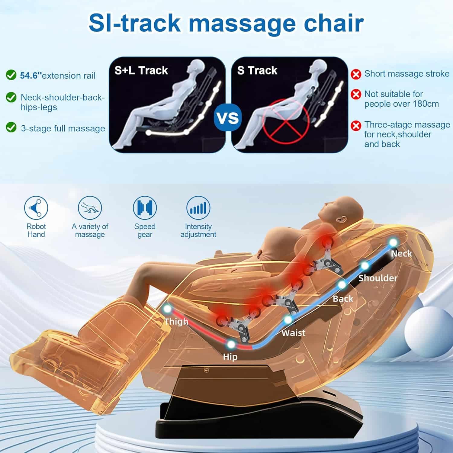 4D Zero Gravity Massage Chair Recliner, Easy Control Power SL-Track Shiatsu Massage Chair Full Body with Body Scan,Waist Heating,Bluetooth,Foot Rollers,32 Airbags  Extendable Footrest (Gray)