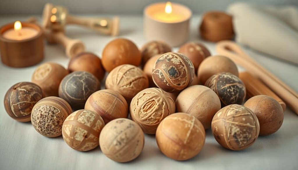 Cherry pit balls for alternative healing