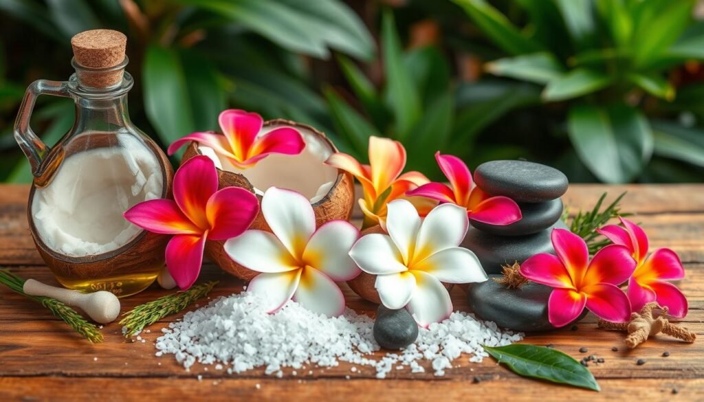 Hawaiian ingredients for Lomi Loma massage