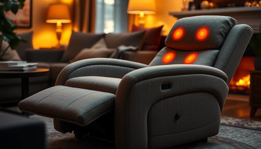 Recliner with heat and massage features