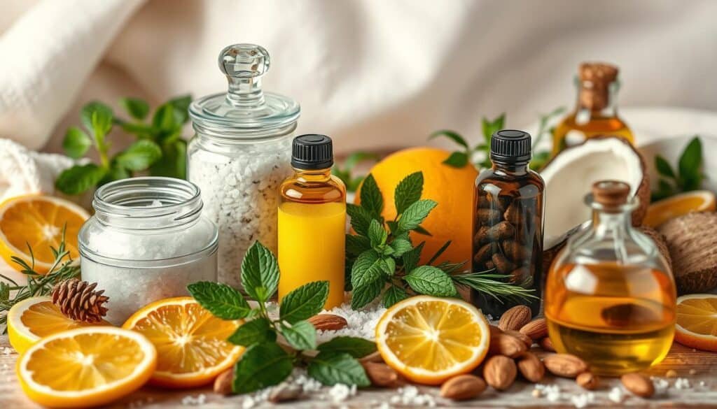 Salt scrub and sugar scrub ingredients
