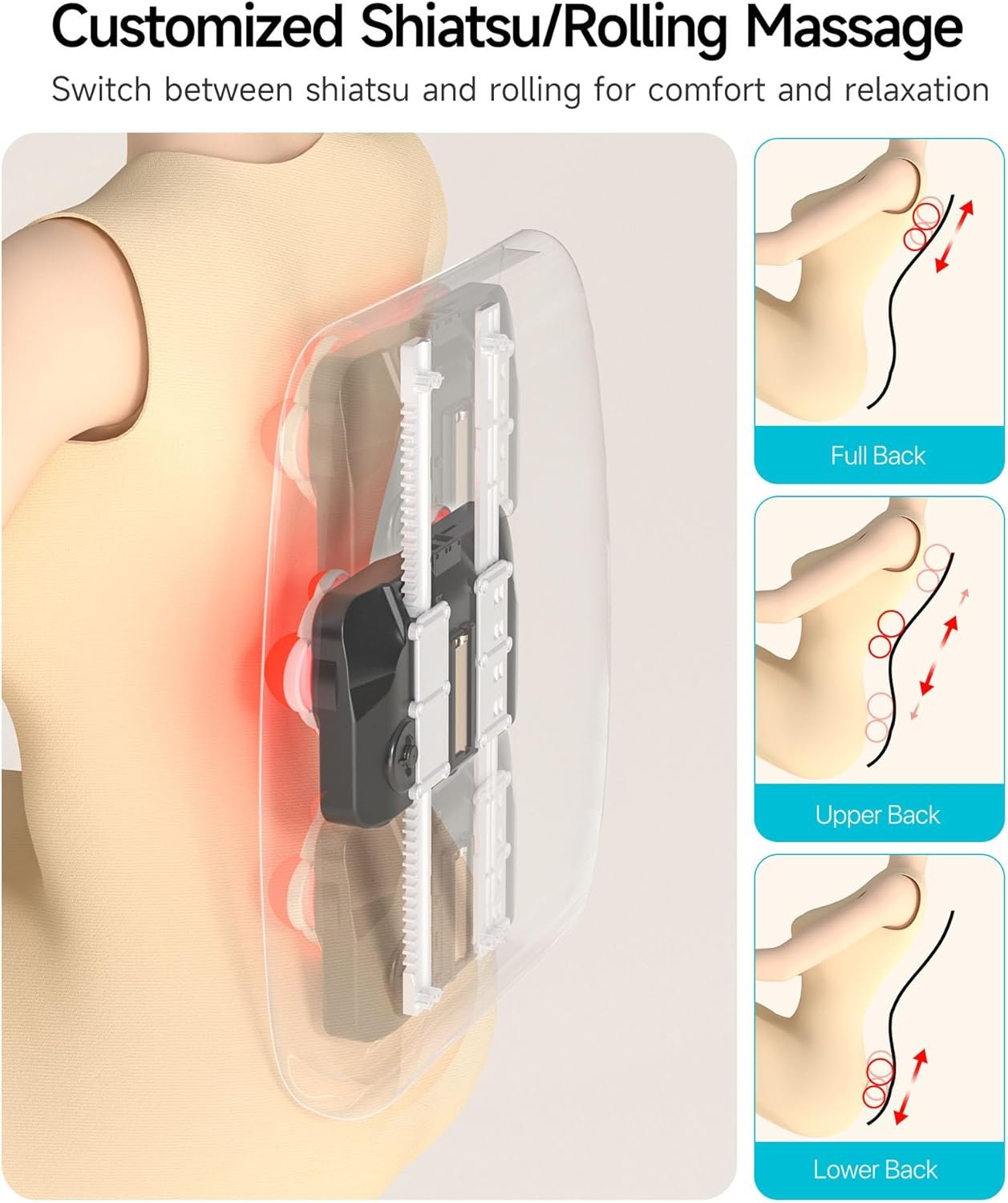 ALLJOY Christmas Gifts for Men Women, Full Back Rolling Shiatsu Massager for Pain Relief Deep Tissue - Cordless Portable Back Massager with Heat,3D Kneading Massage for Back, Shoulders, Waist, Legs ALLJOY Christmas Gifts for Men Women, Full Back Rolling Shiatsu Massager for Pain Relief Deep Tissue - Cordless Portable Back Massager with Heat,3D Kneading Massage for Back, Shoulders, Waist, Legs
