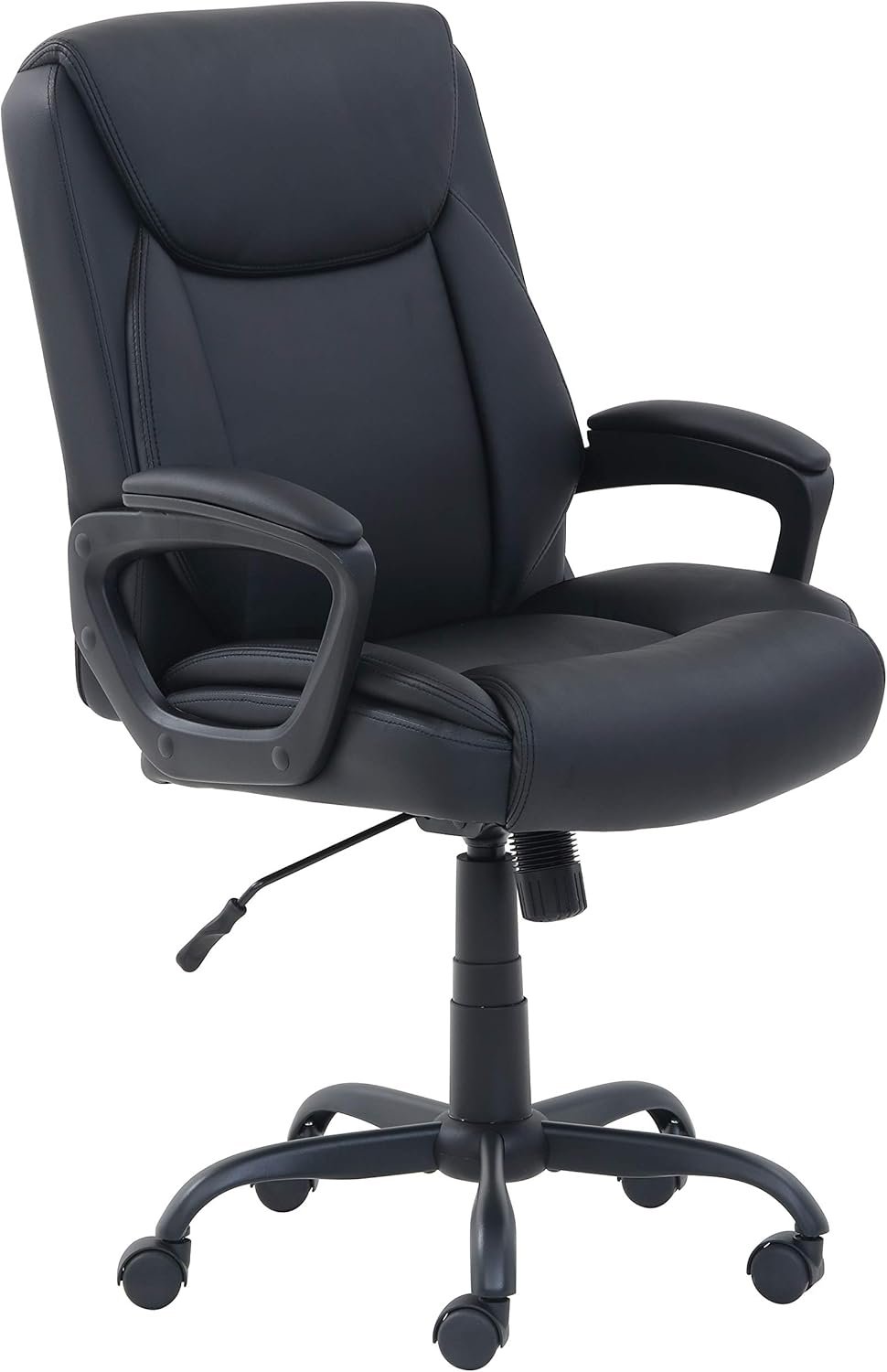 Amazon Basics Classic Puresoft PU Padded Mid-Back Height Adjustable Office Computer Desk Chair with Armrest, 26D x 23.75W x 42H, Black
