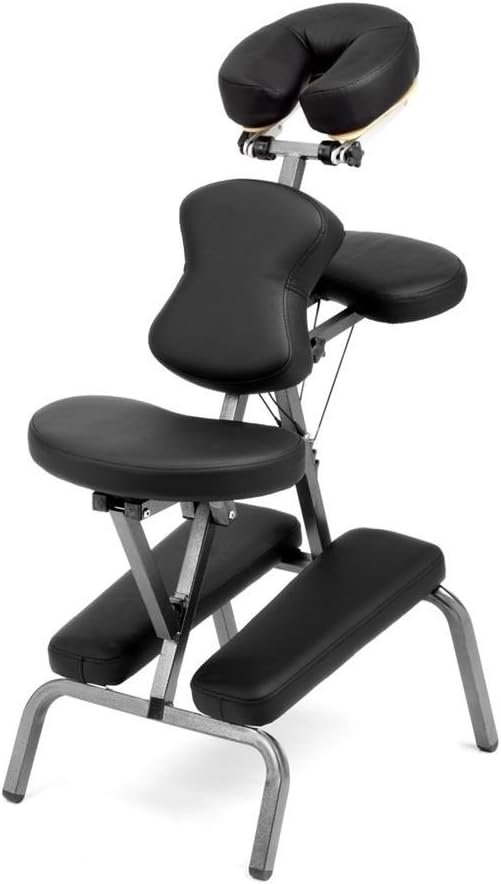 Ataraxia Deluxe Portable Folding Massage Chair w/Carry Case  Strap (Charcoal Black)